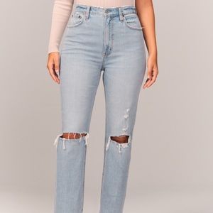 Abercrombie high rise ankle straight jeans
